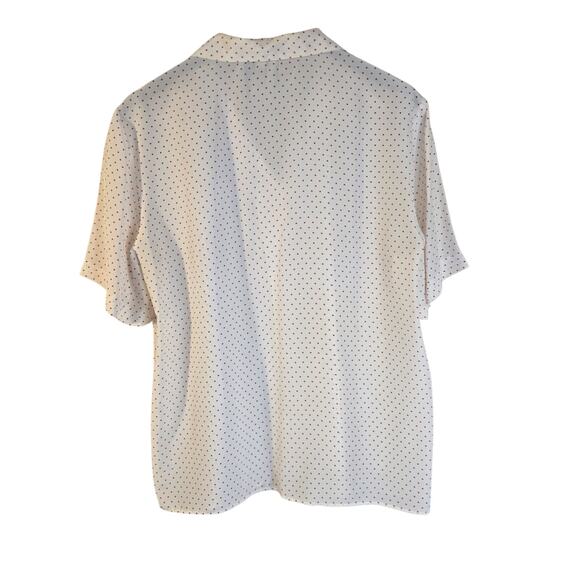 RRRRUSS White Polka Dot Button-Up Blouse - L - Retro Classic Blouse [0415] - Picture 3 of 9